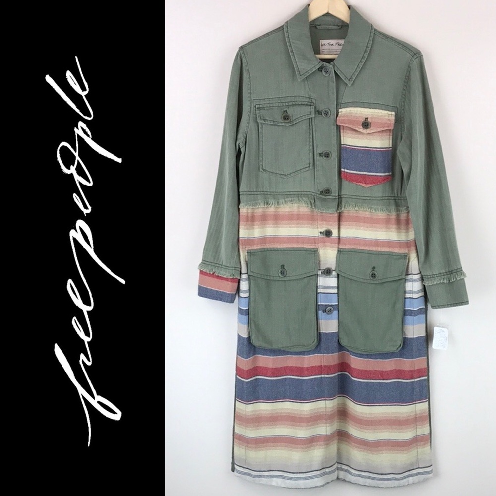 Free People Boho Arizona Sunset Jacket Green Tencel NWT